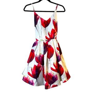 NWT Social Apparel Floral Fit & Flare Mini Dress Size Large